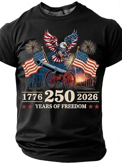 Image of Men's America's 250th Anniversary American US Flag Eagle Short Sleeve T-shirt