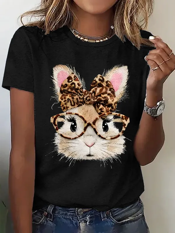 Image of Women's Happy Easter Bunny short-sleeved T-shirt