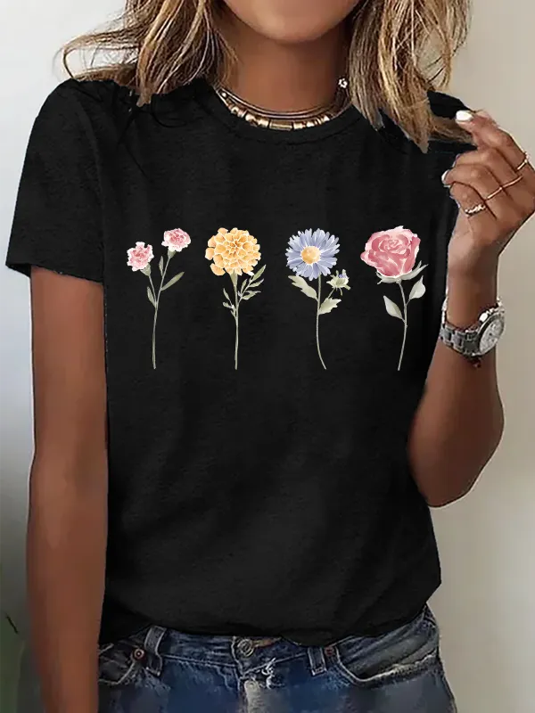 Image of Women's Mother's Day Floral Graphic short-sleeved T-shirt