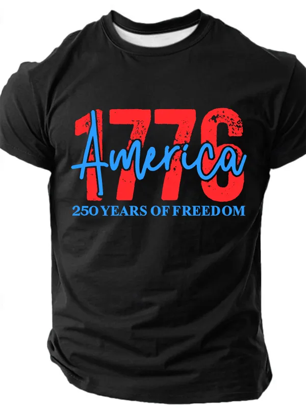 Image of Men's 250th Birthday USA Independence Day 1776 Short Sleeve T-shirt