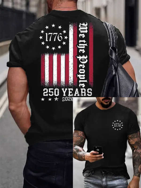 Image of Men's Casual USA 250th Anniversary Printed Short-Sleeve T-Shirt
