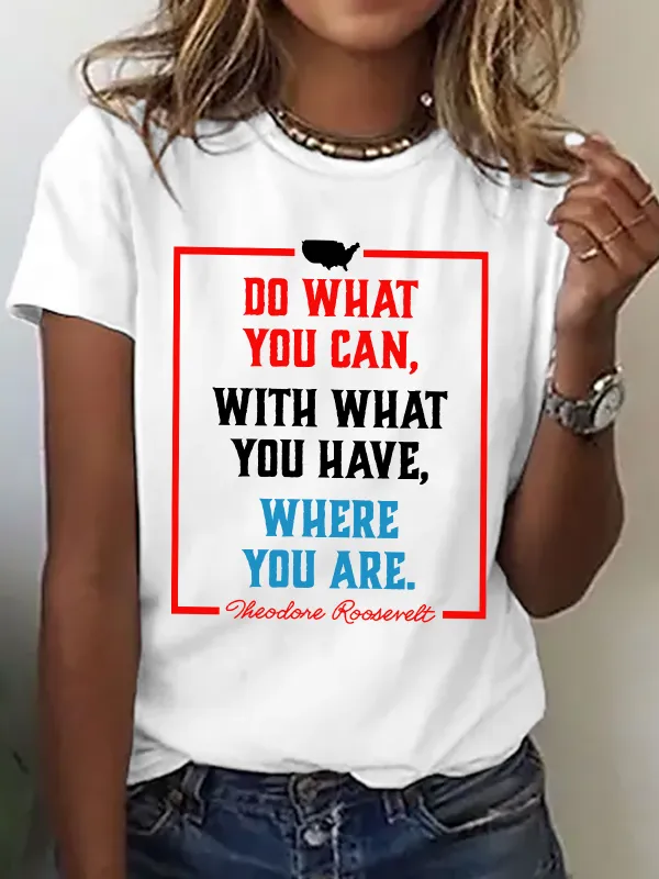 Image of Women's 'Do What You Can' Slogan short-sleeved T-shirt