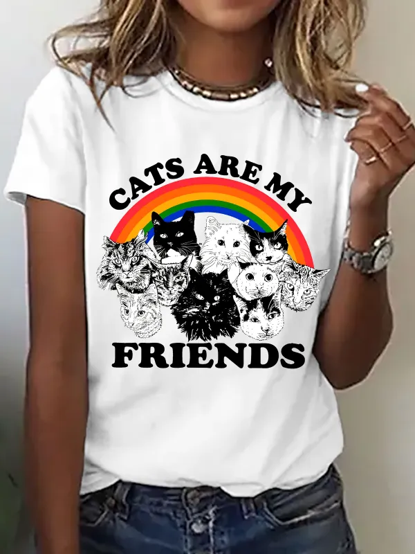 Image of Women's Cats are my friends short-sleeved T-shirt
