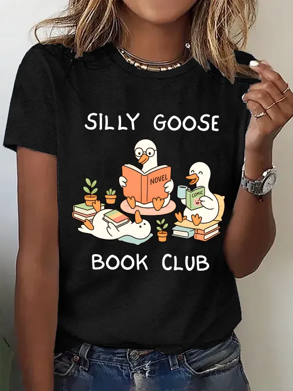 Image of Women's Silly Goose Book Club short-sleeved T-shirt