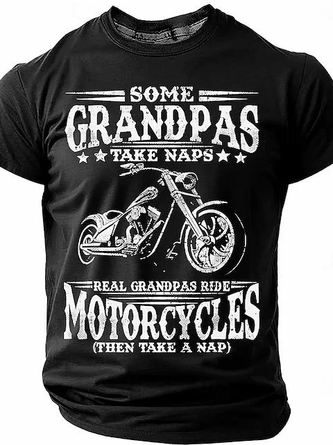 Image of Men's ‘Some Grandpas Take Naps Real Grandpas Ride Motorcycles’ Funny Short Sleeve T-shirt