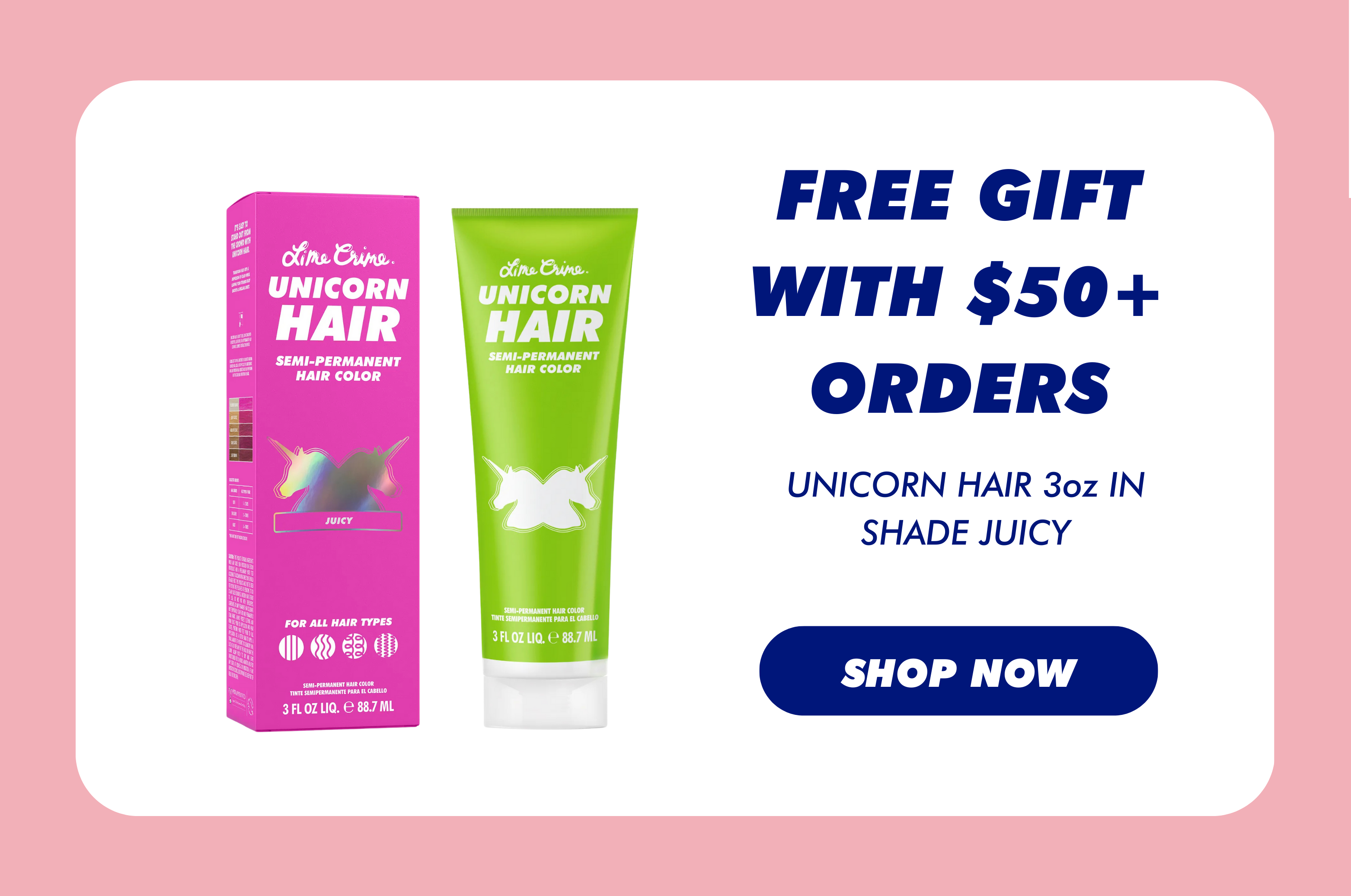 FREE GIFT WITH $50+ ORDERS | UNICORN HAIR 3oz IN SHADE JUICY | Gift with orders $50+ | SHOP NOW