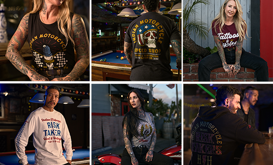 Collage of Risk Takers Indian Motorcycle Apparel Colllection
