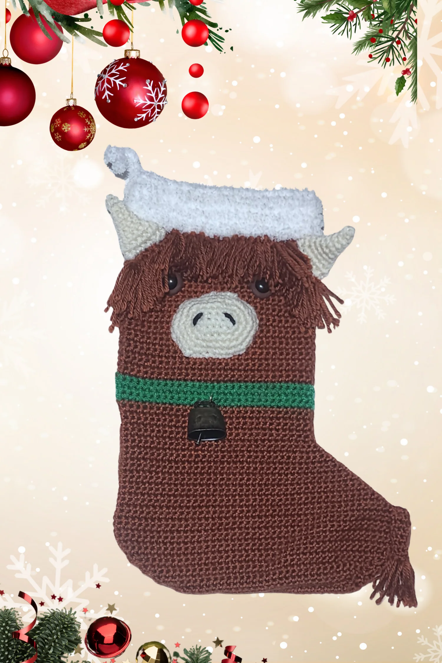 Image of Highland Cow Stocking (Crochet)