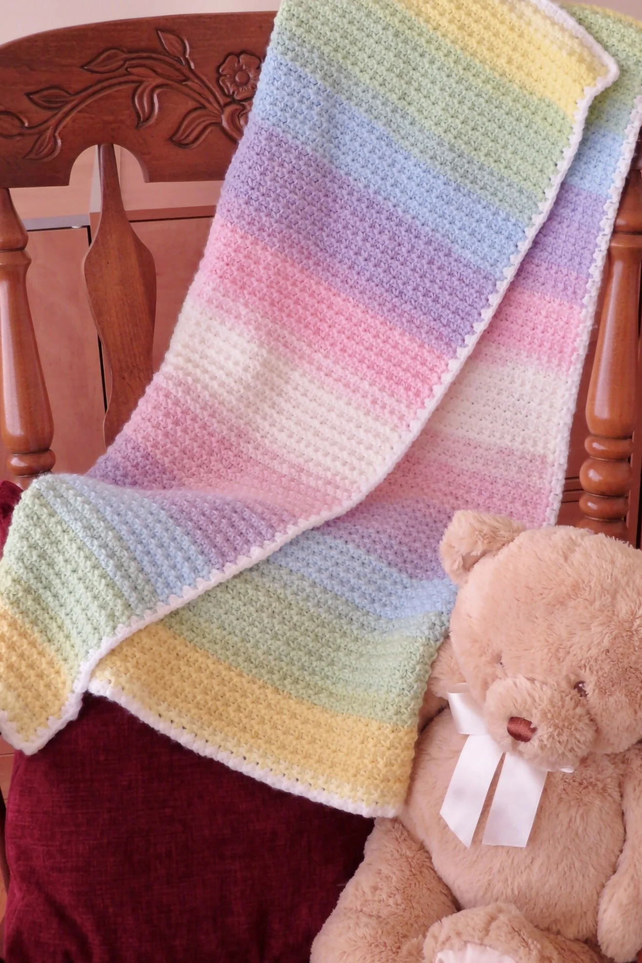 Image of Wrapped in Rainbows: A Trinity Stitch Baby Blanket (Crochet)
