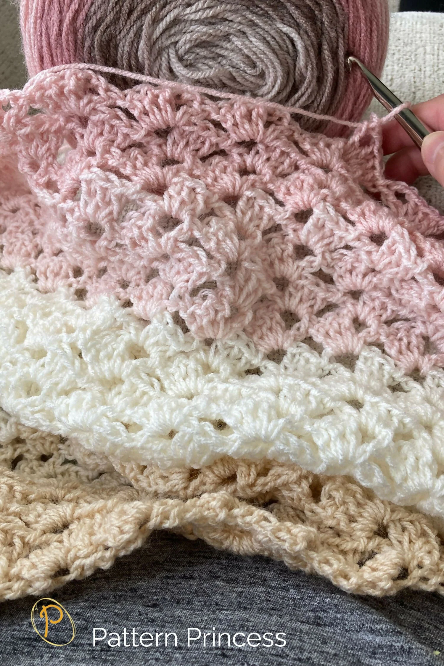 Image of Sandstone and Rose Blanket (Crochet)