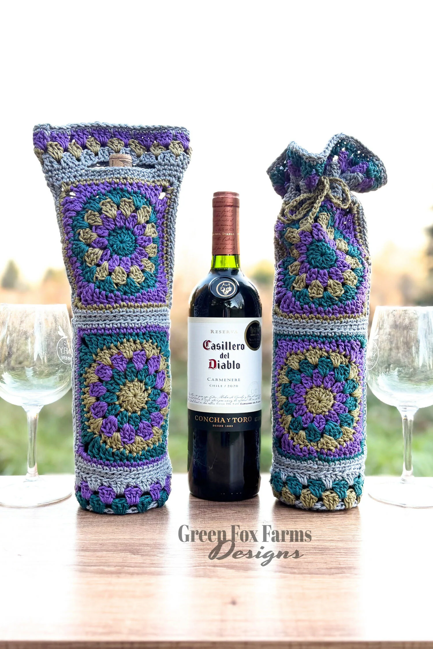 Image of Calliope Wine Bottle Bag (Crochet)