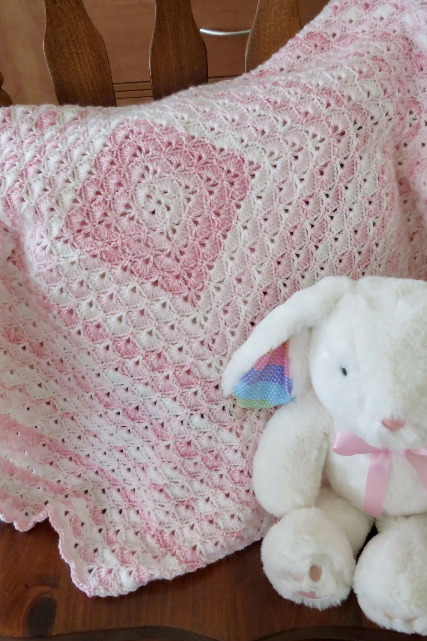 Image of Whispers in Shell Pink Baby Blanket (Crochet)