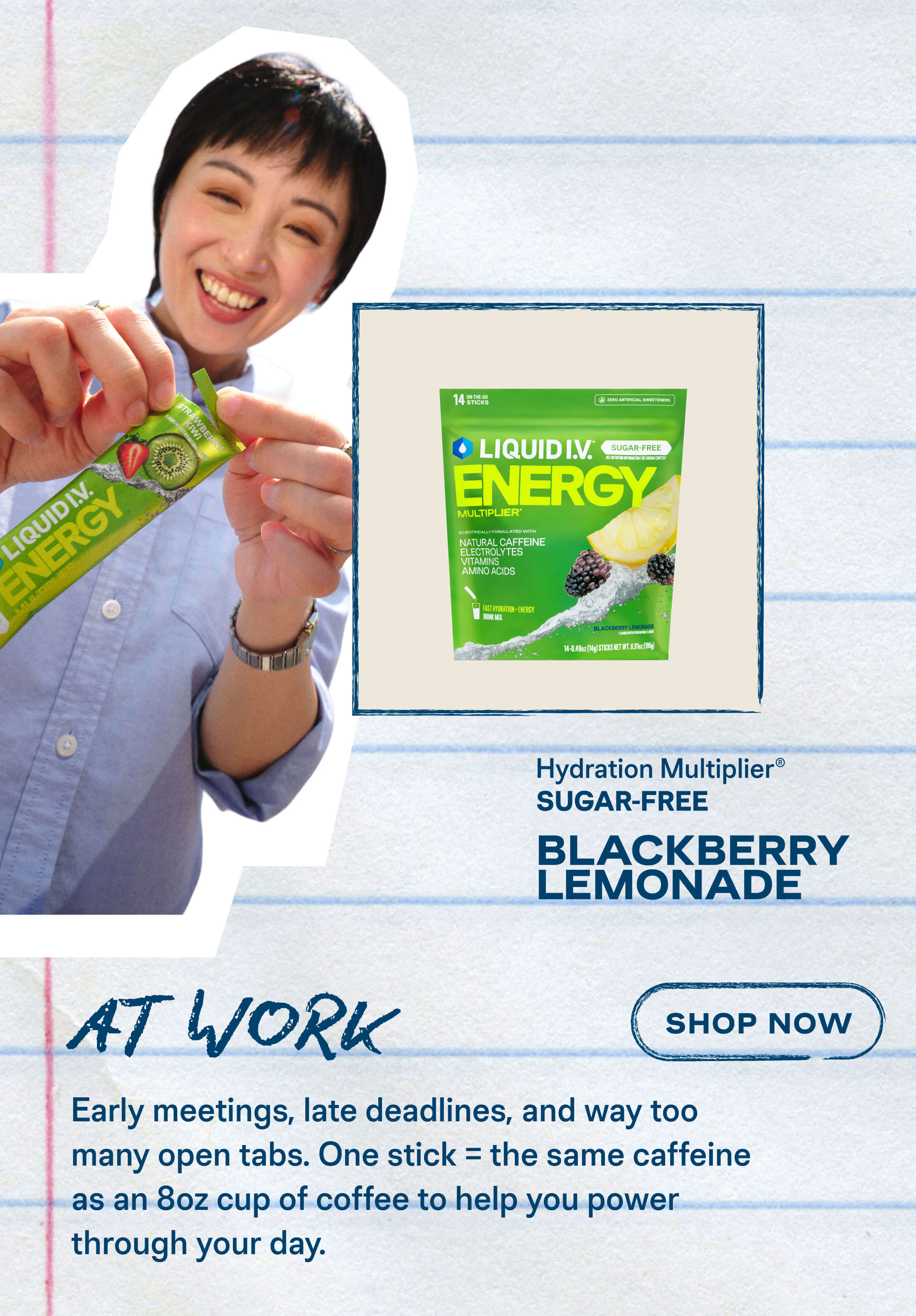 At Work: Blackberry Lemonade Hydration Multiplier Sugar-Free