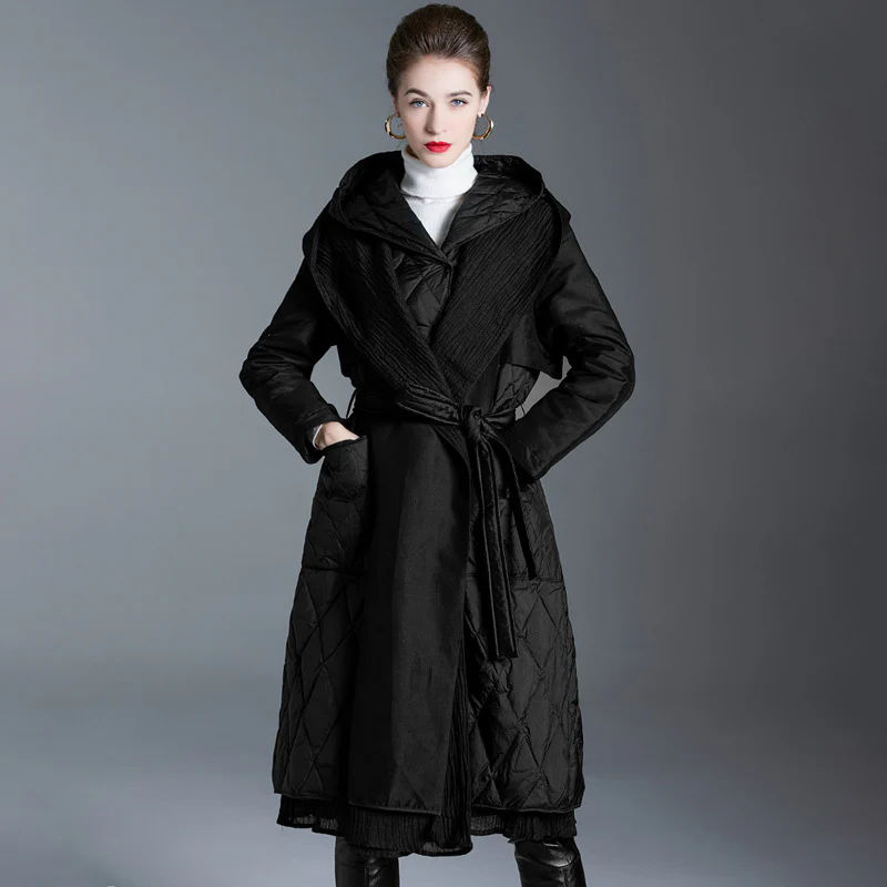 Image of Slimming Mid-length White Duck Down Jacket