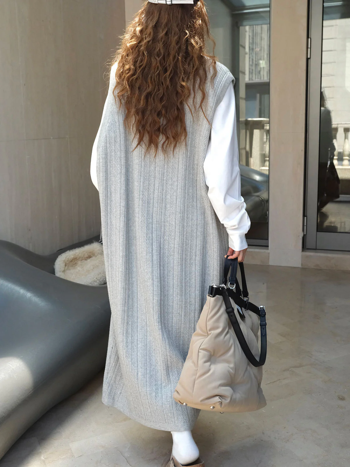 Image of Solid Sleeveless Knit Dres