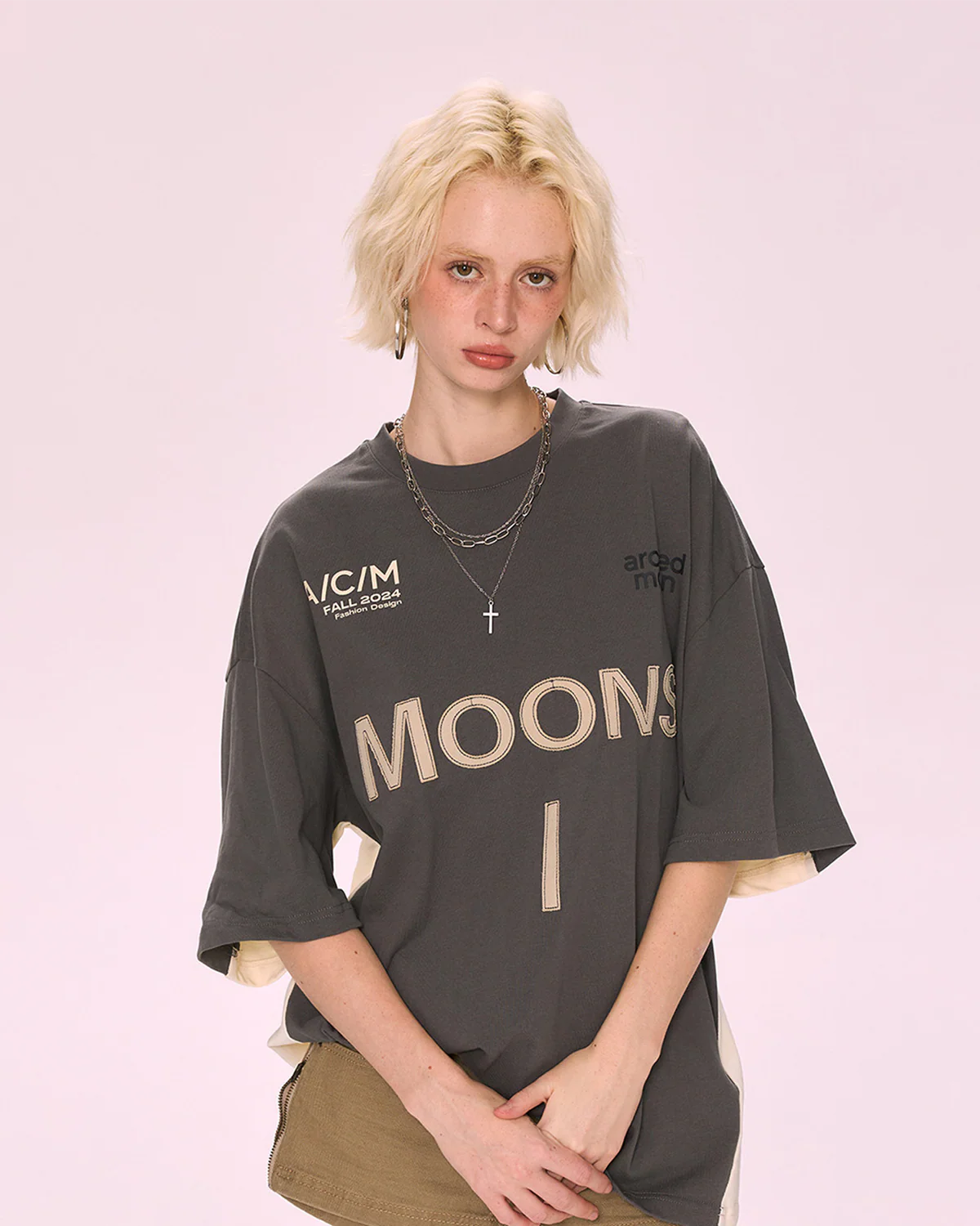 Image of Embroidered Letter Oversized Short-Sleeve T-Shirt