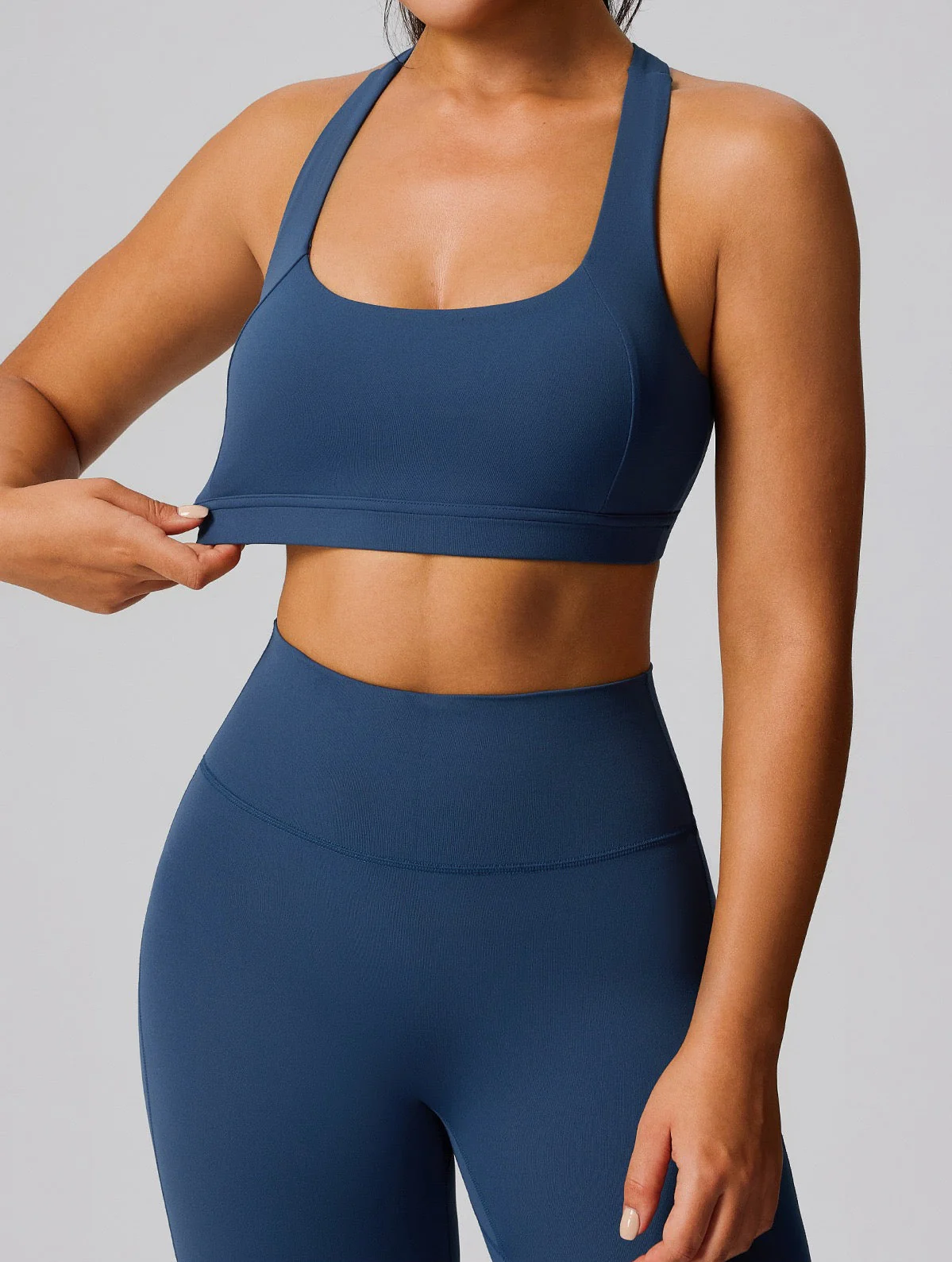 Image of High Support Racerback Sports Bra - Navy