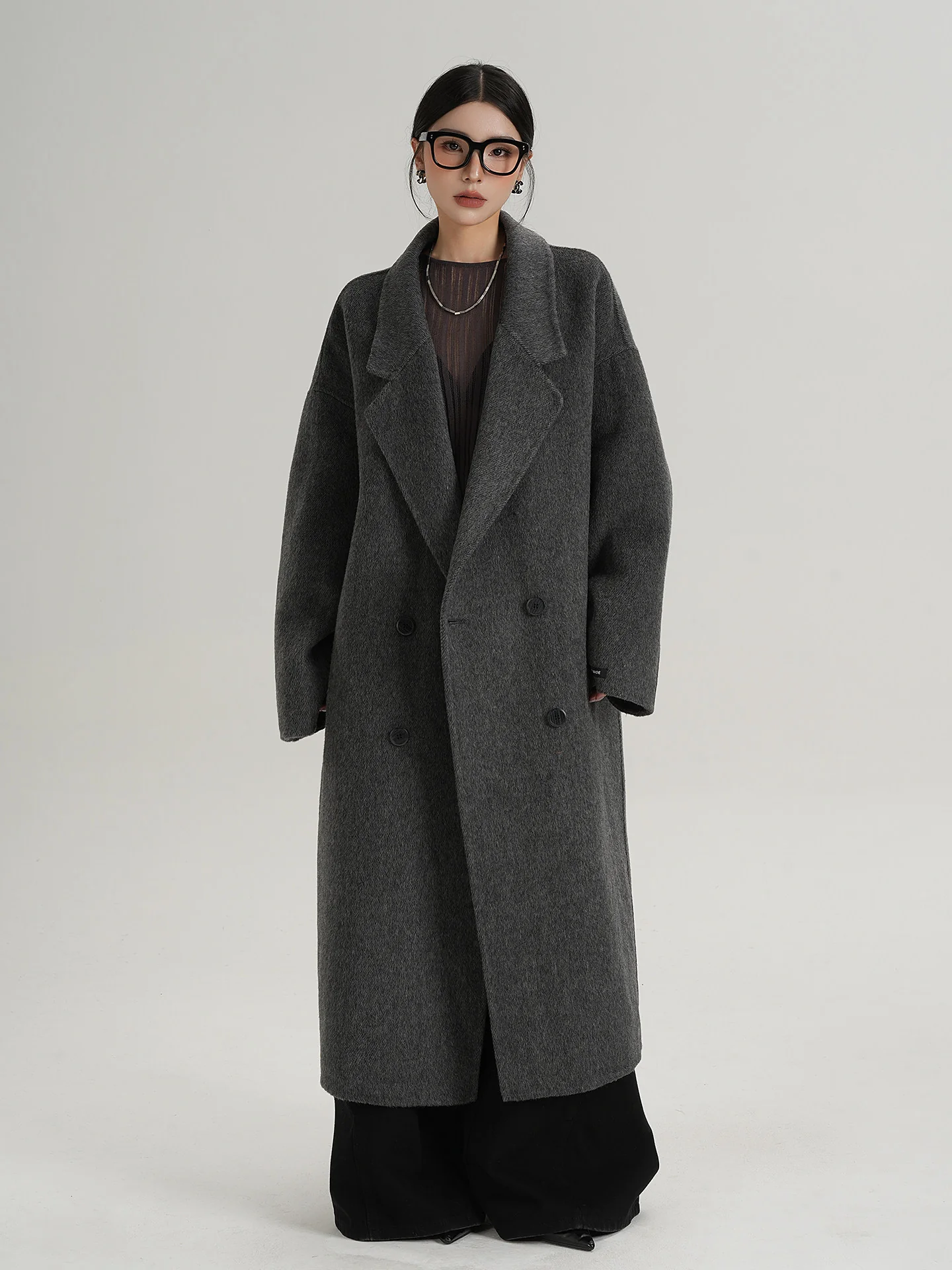 Image of LIT Oversized Wool Blazer Coat - Luxe Relaxed-Fit Longline Wool Blend Jacket for Women