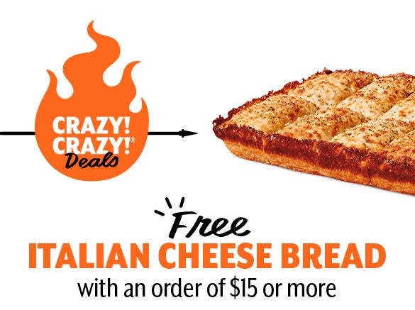 Free italian cheese bread with an order of $15 or more