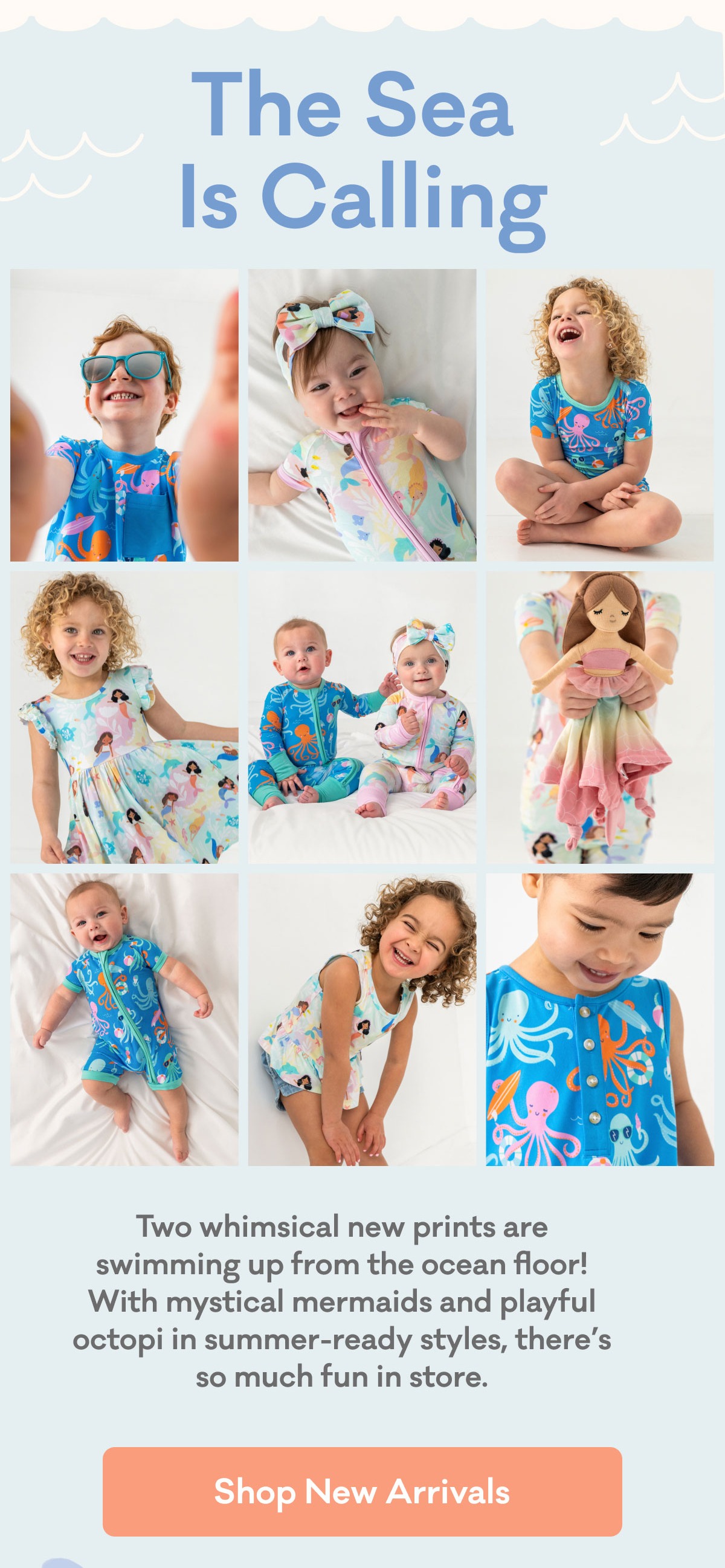 The Sea Is Calling | Two whimsical new prints are swimming up from the ocean floor! With mystical mermaids and playful octopi in summer-ready styles, there's so much fun in store. | Shop New Arrivals