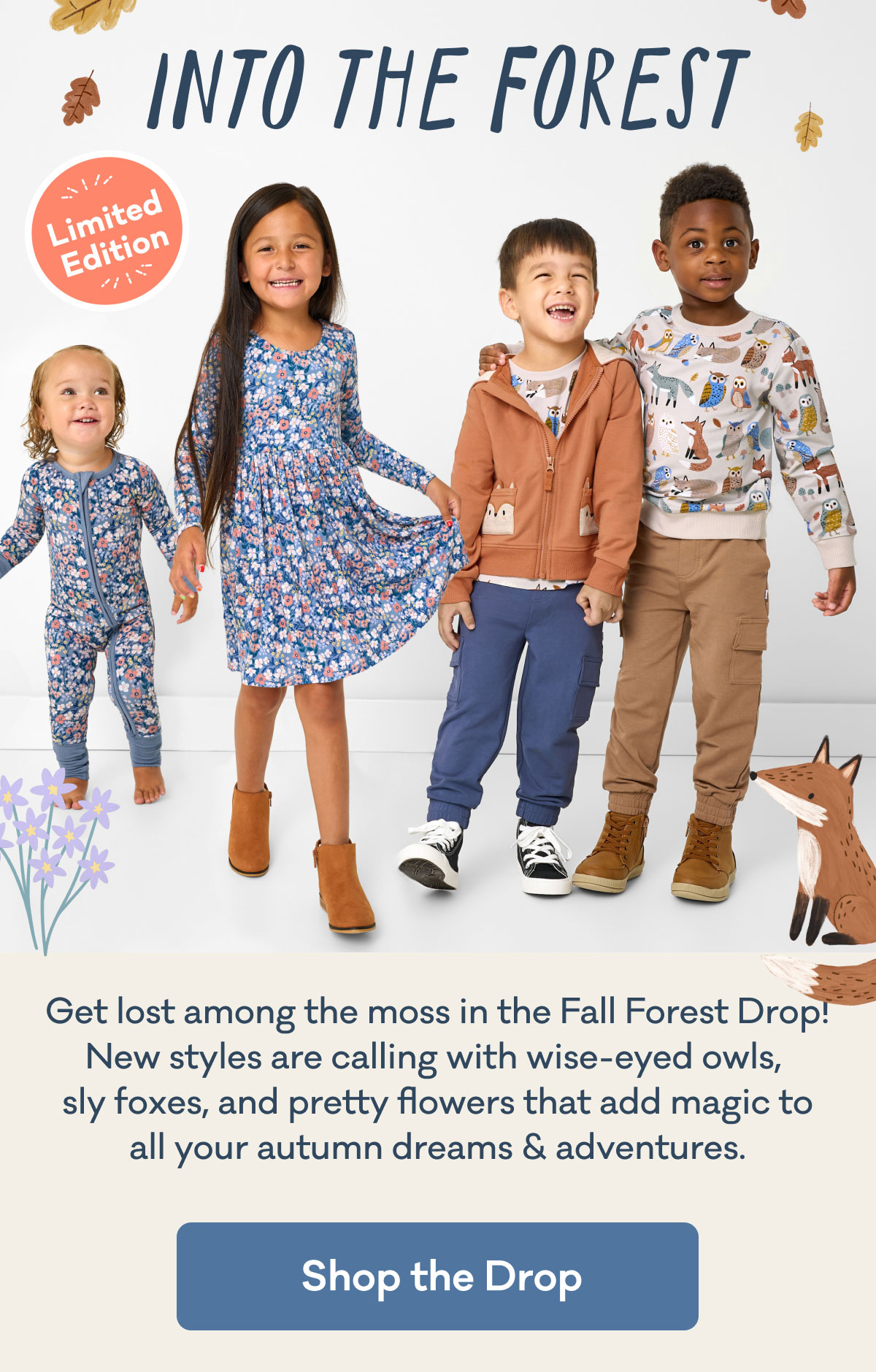 Into the Forest | Get lost among the moss in the Fall Forest Drop! New styles are calling with wise-eyed owls,  sly foxes, and pretty flowers that add magic to all your autumn dreams & adventures. | Shop the Drop