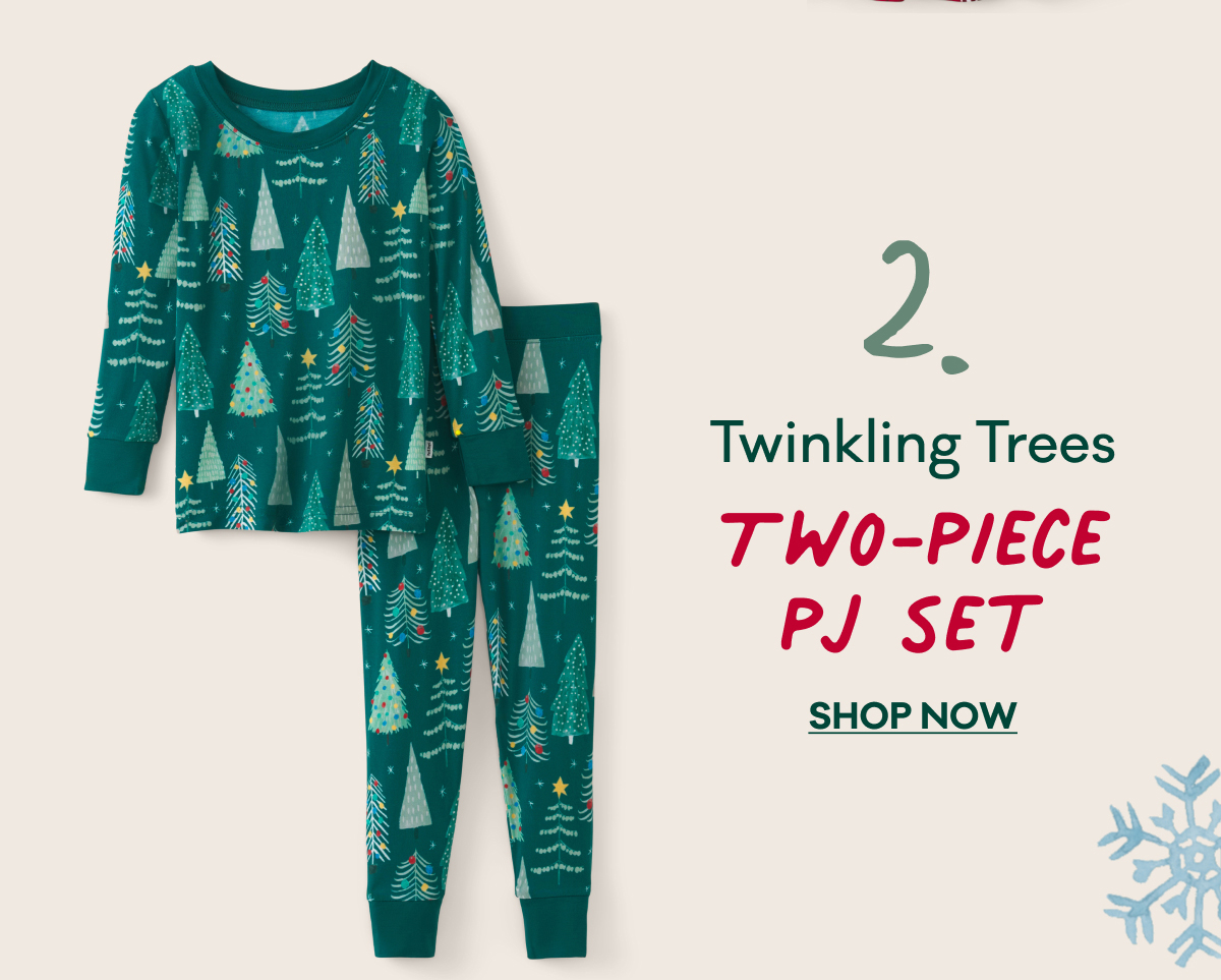 2. Twinkling Trees Two-Piece PJ Set | Shop Now