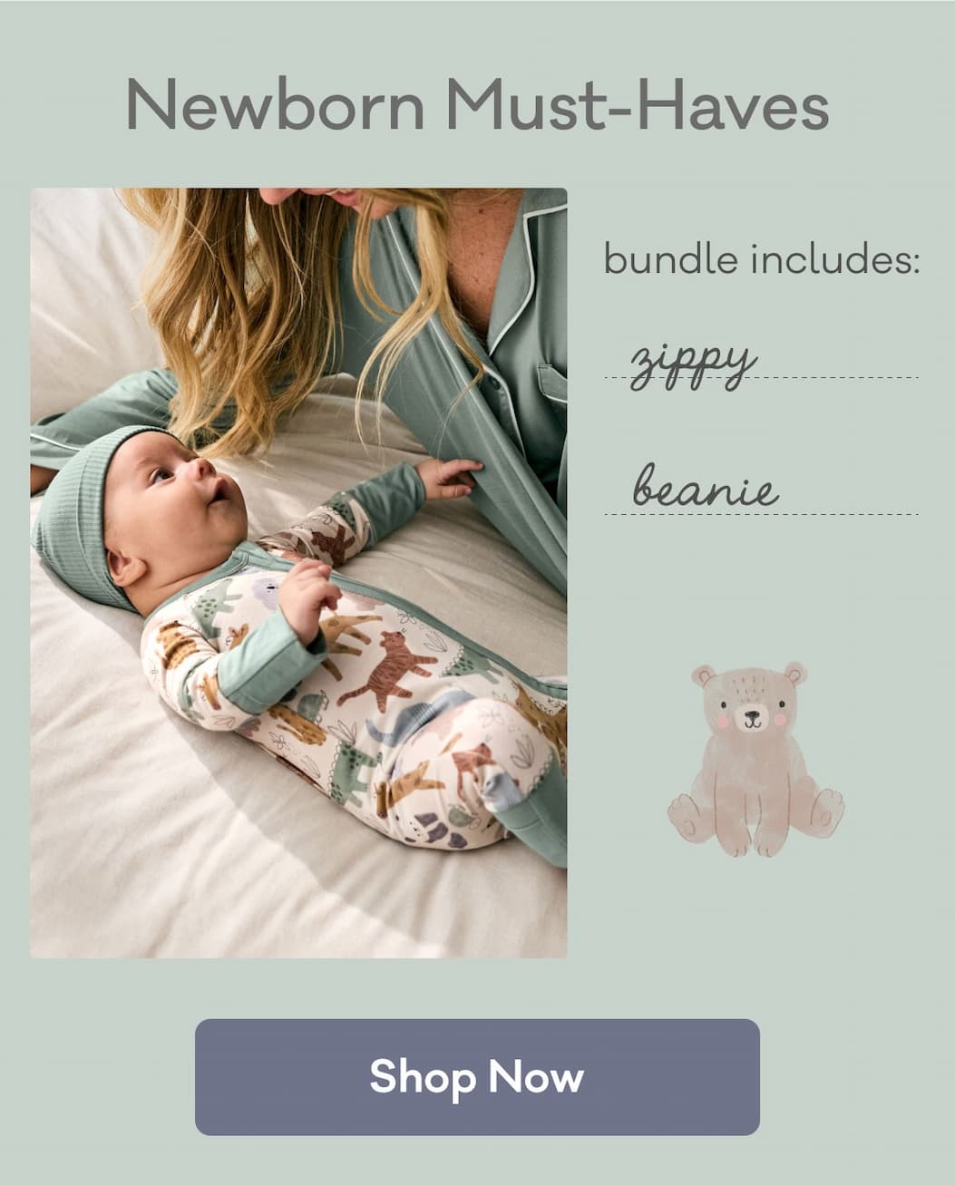 Newborn Must-Haves | bundle includes: zippy, beanie | Shop Now