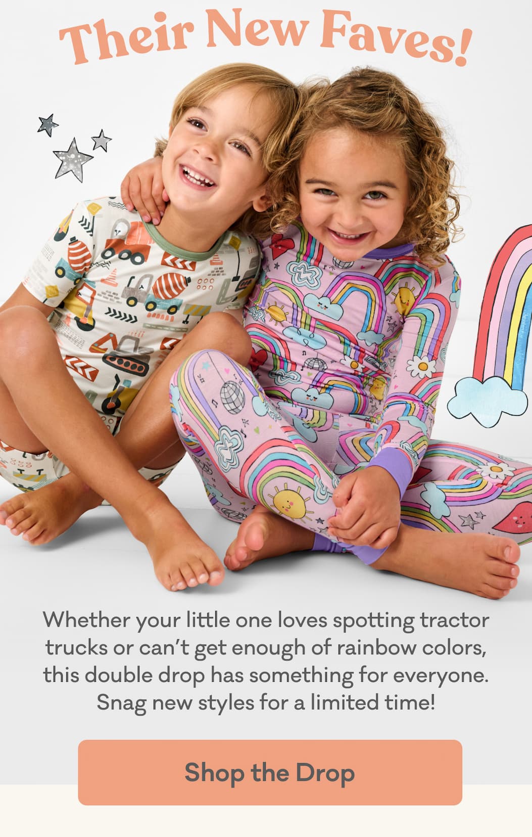 Their New Faves! | Whether your little one loves spotting tractor trucks or can’t get enough of rainbow colors, this double drop has something for everyone. Snag new styles for a limited time! | Shop the Drop