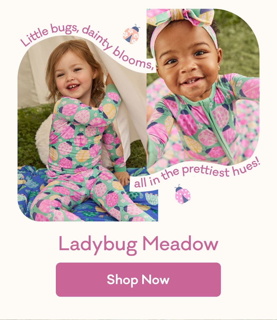 Little bugs, dainty blooms, all in the prettiest hues! | Ladybug Meadow | Shop Now