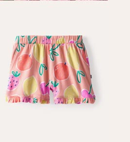 fruit frenzy ruffle shorts