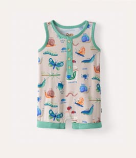 nature notes button romper