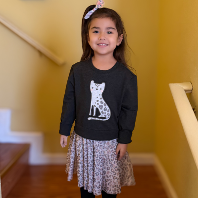 Snowy Leopard Crewneck Tutu Dress
