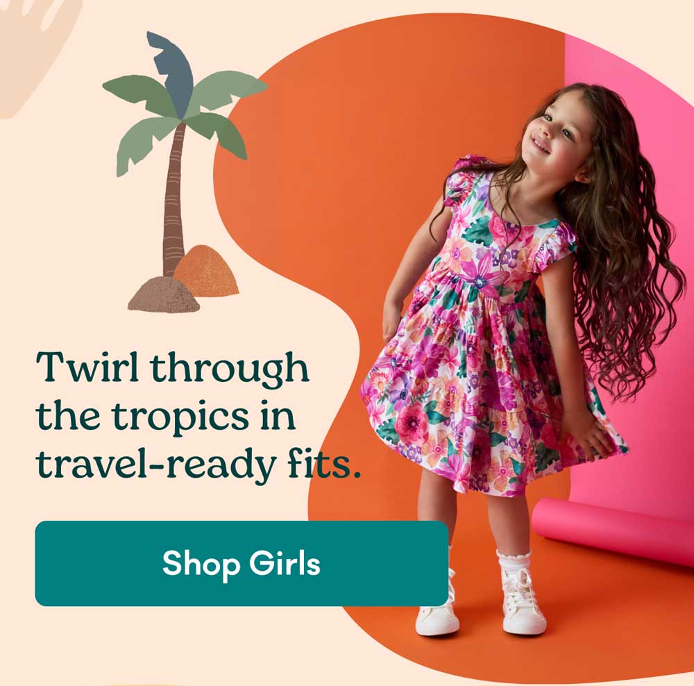 Twirl through the tropics in travel-ready fits. | Shop Girls
