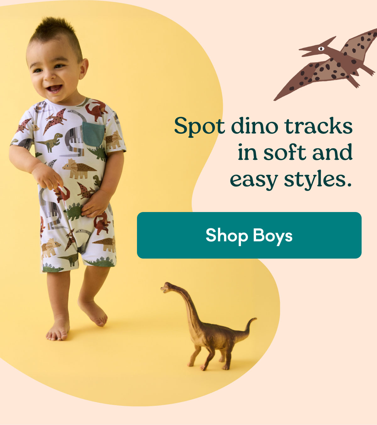 Spot dino tracks in soft and easy styles. | Shop Boys