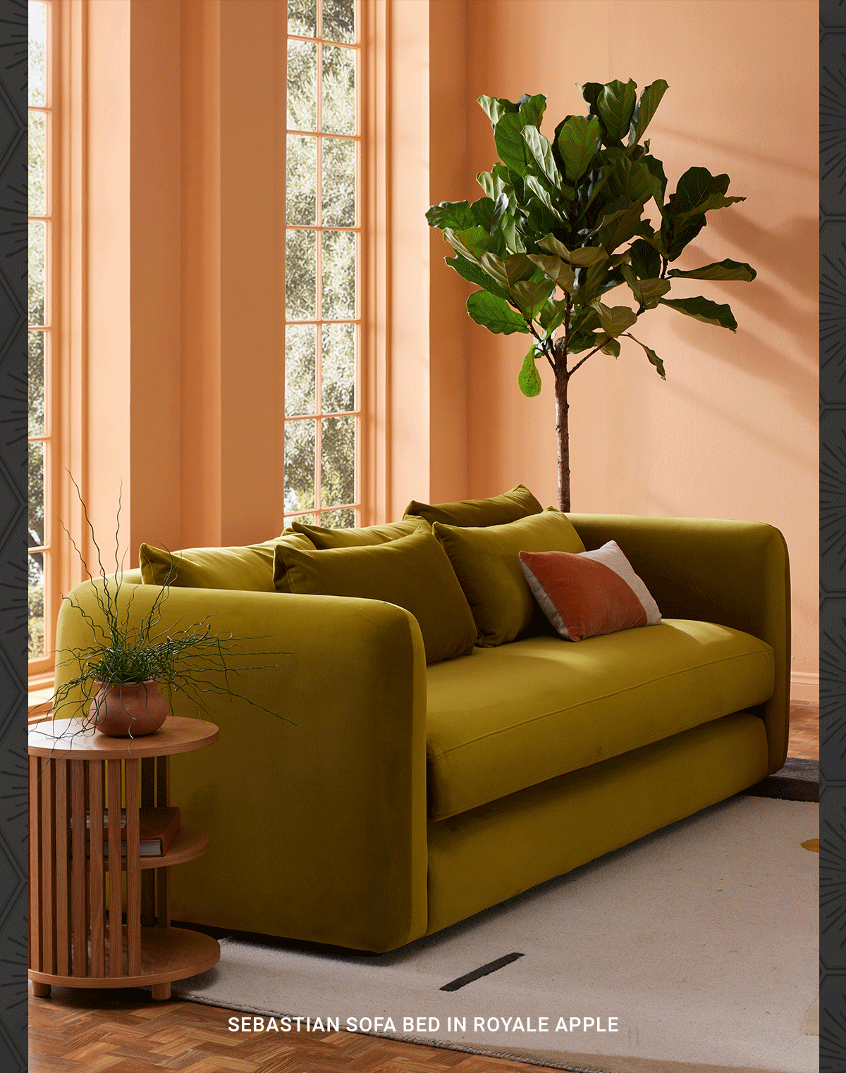 SEBASTIAN SOFA BED IN ROYALE APPLE