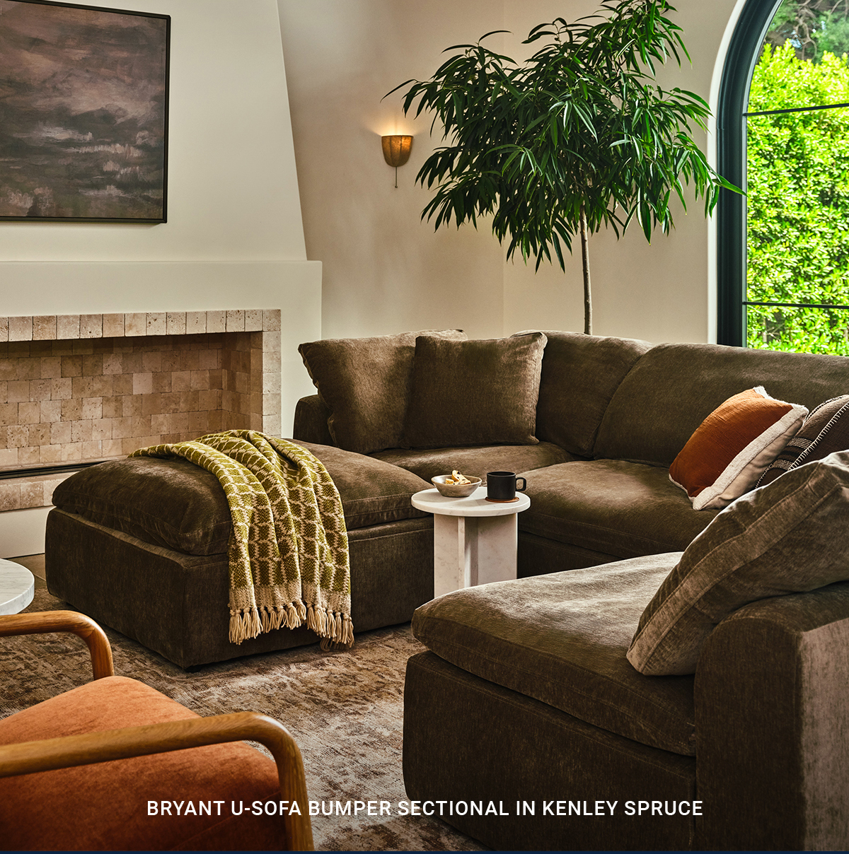 BRYANT U-SOFA BUMPER SECTIONAL IN KENLEY SPRUCE