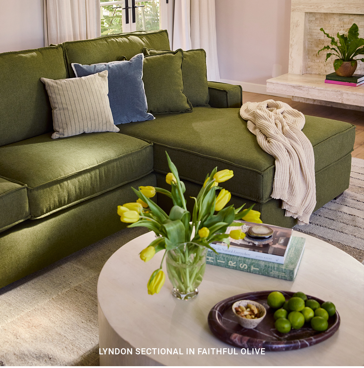 LYNDON SECTIONAL IN FAITHFUL OLIVE