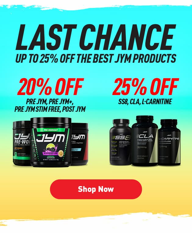 Last Chance: up to 25% off on JYM products