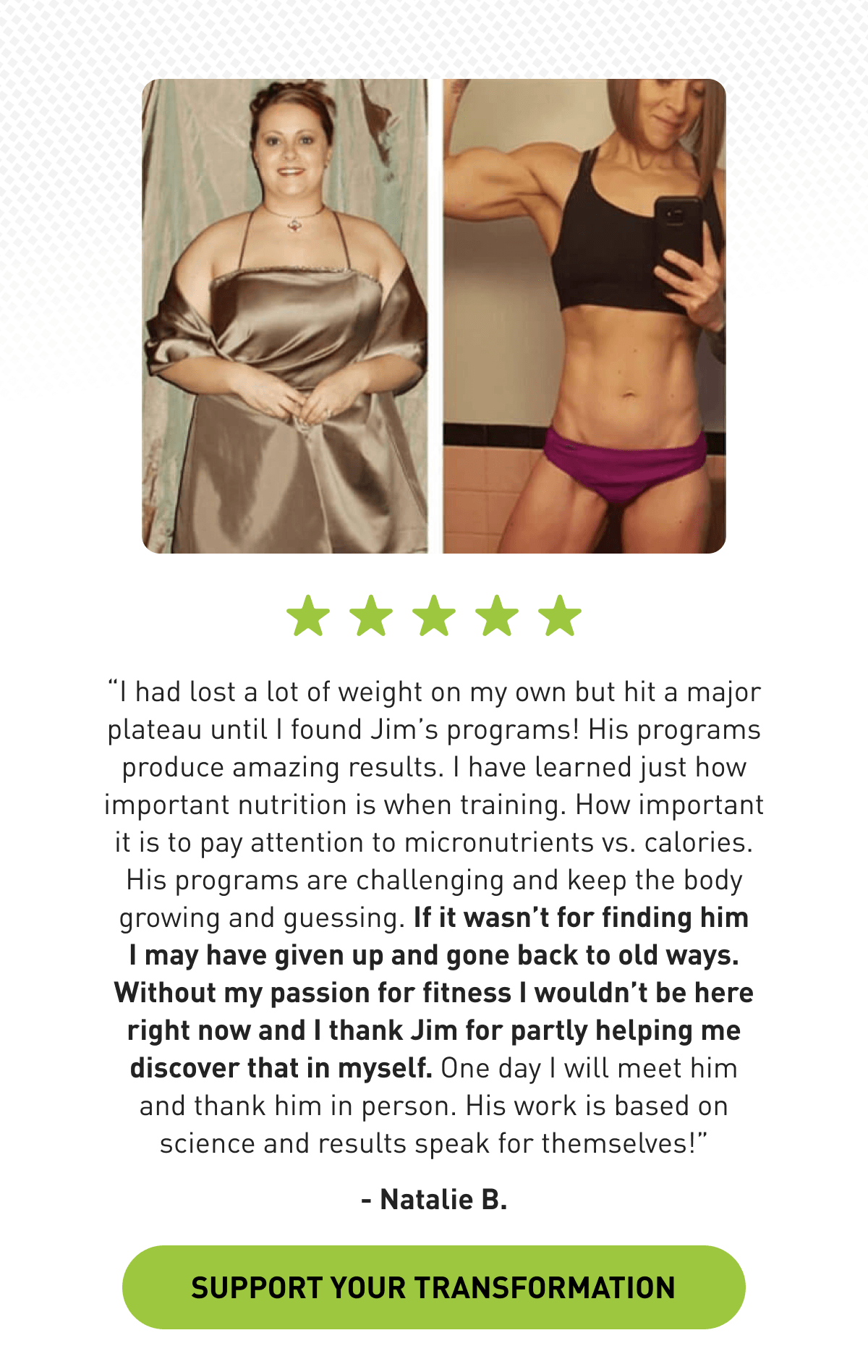 Support Your Transformation - JYM Supplement Science