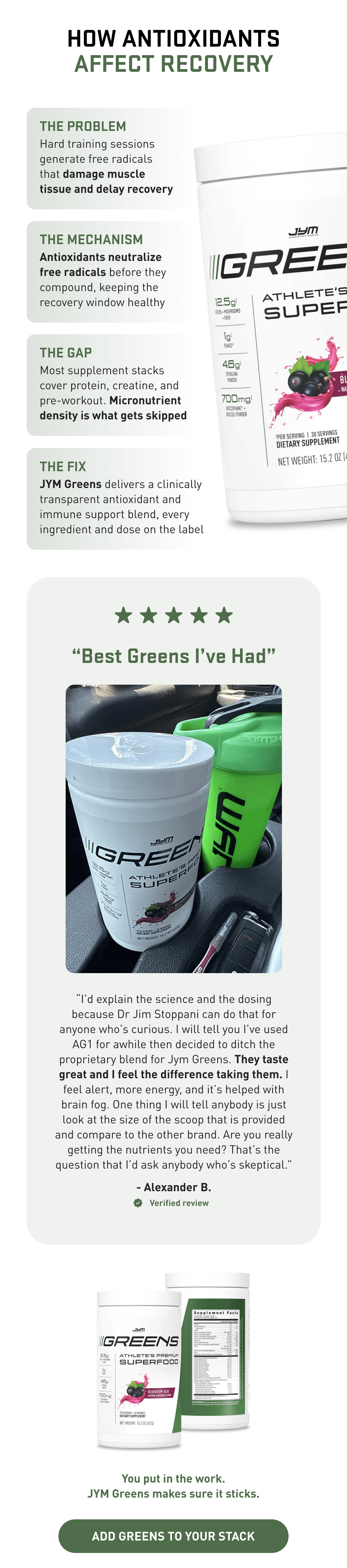 Add Greens To Your Stack - JYM Supplement Science