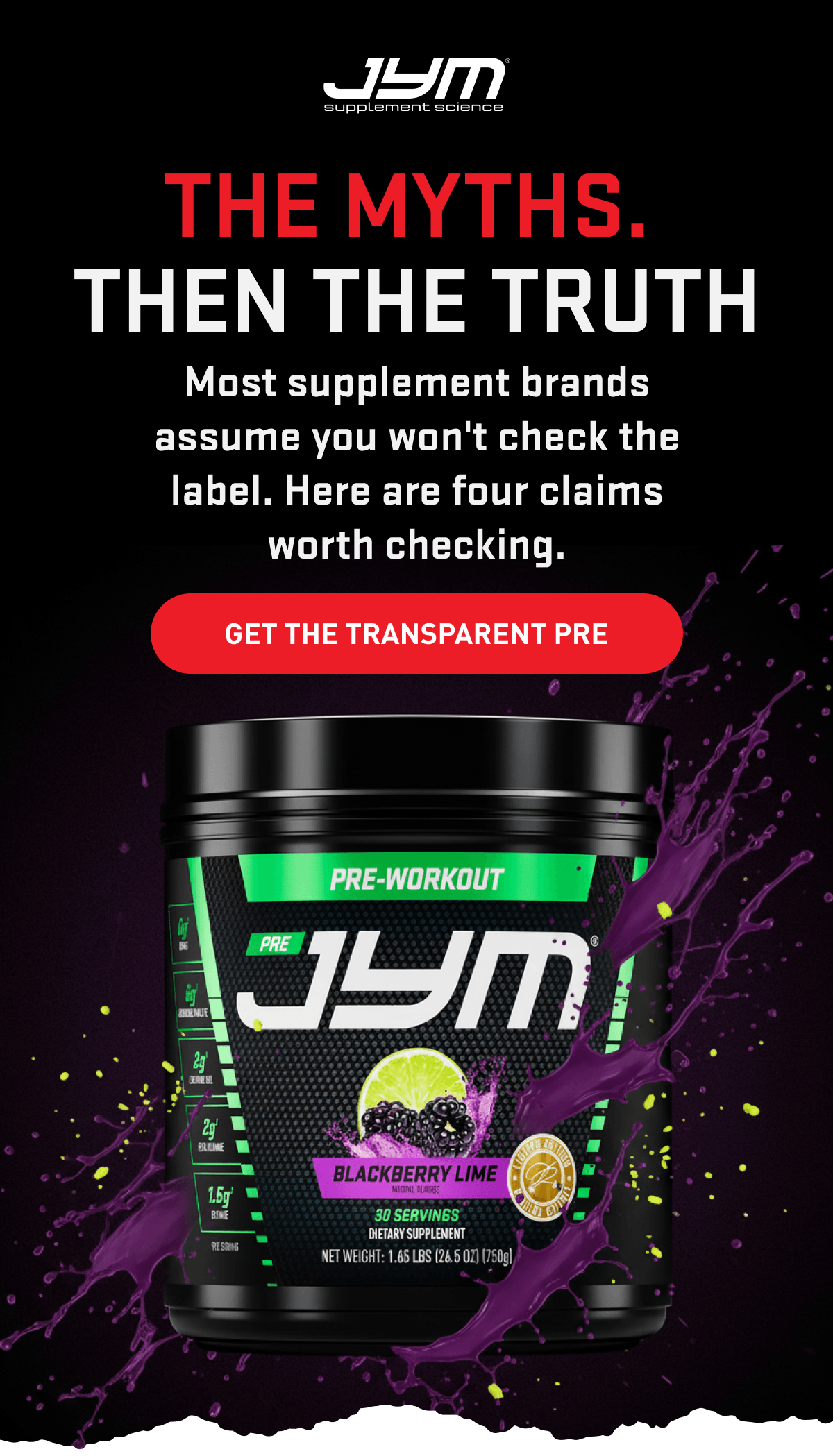 Get The Transparent Pre - JYM Supplement Science