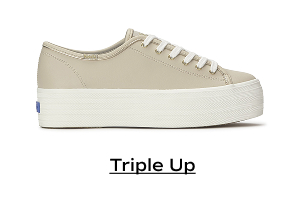 A side view of the Triple Up Leather Lace-Up in taupe. Shop Triple Up.