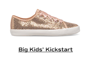 A side view of the Big Kids’ Kickstart Celebrations in Rose Gold Glitter. Shop Big Kids’ Kickstart.