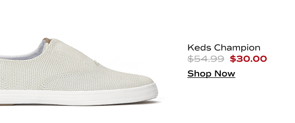 A side view of the Keds Champion Round Toe Dalmata Leather Slip-On which was $54.99 and is now $30.00 for a limited time. Shop Now.