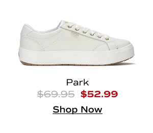 A side view of the Park Leather Lace-Up in white. The shoe was $69.95 and is now $52.99 for a limited time. Shop Now.