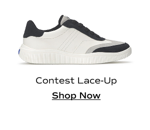 A side view of the Contest Leather/Suede Lace-Up in white/black. Shop Now.