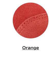 A swatch of suede in orange. Shop Now.