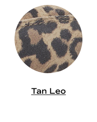 A swatch of suede in tan leopard print. Shop Now.