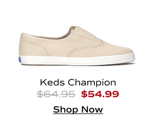 A side view of the Keds Champion Round Toe Leather Slip-On in peony pink. The style was $64.95 and is now $54.99. Shop Now.