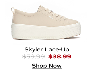 A side view of the Skyler Leather Lace-Up in peony pink. The style was $59.99 and is now $38.99 with code SAVE35. Shop Now.